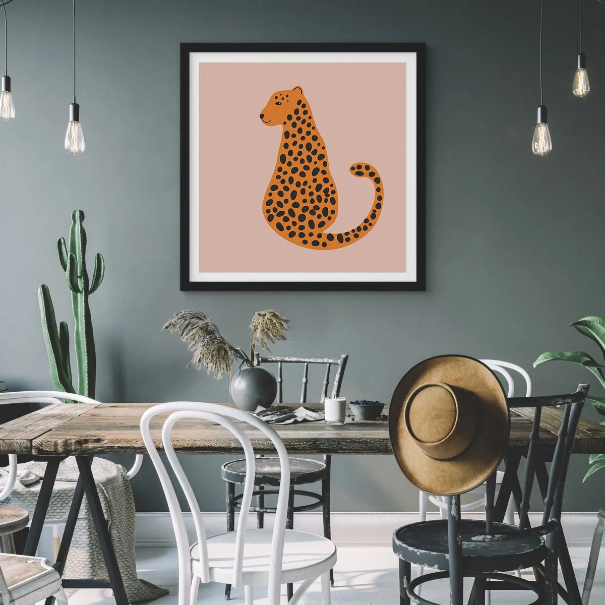 Poster în ramă neagră - Modelul leopard este tot timpul la modă - 30x30 cm
