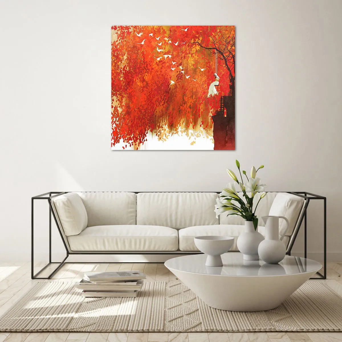 Tablou pe sticlă - Va zbura cu ei? - 50x50 cm