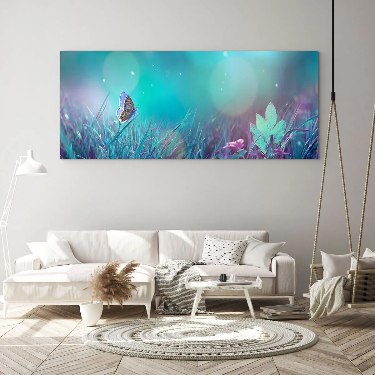 Tablou pe sticlă - Viața secretă a luncii - 120x50 cm