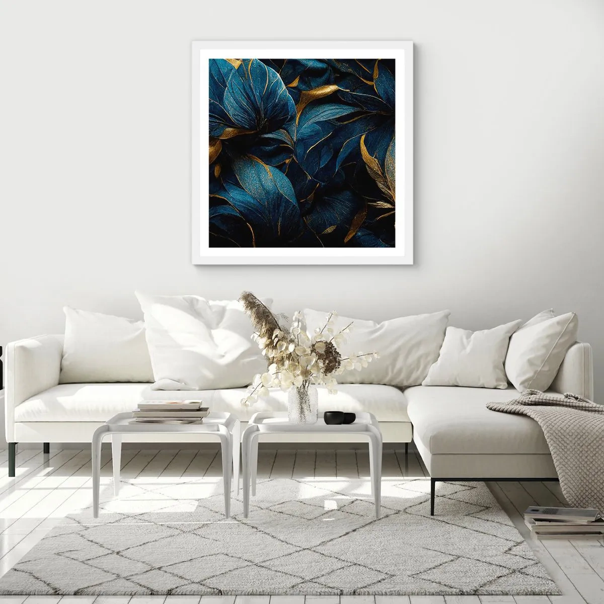 Poster în ramă albă - Căptușită cu aur - 60x60 cm