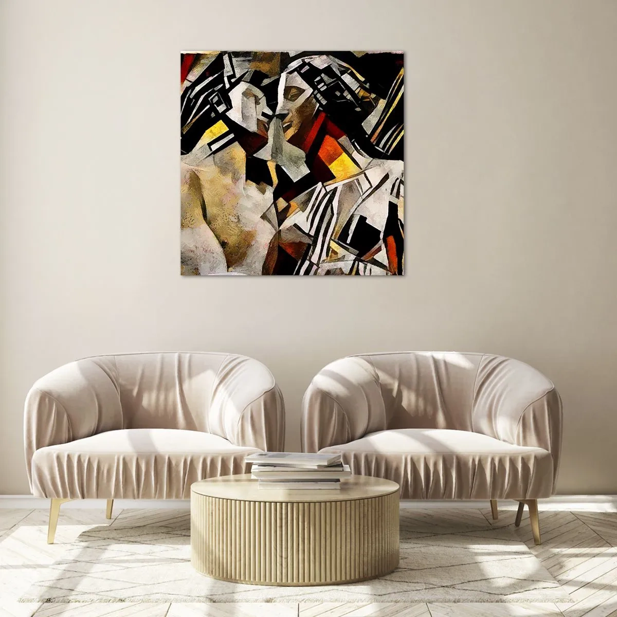 Tablou pe sticlă - Sărut statuar - 50x50 cm