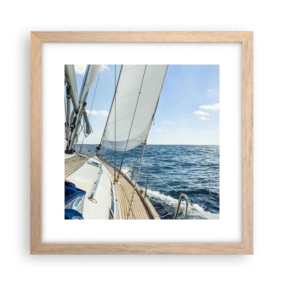 Poster în ramă de stejar deschis - Ahoy aventura - 30x30 cm