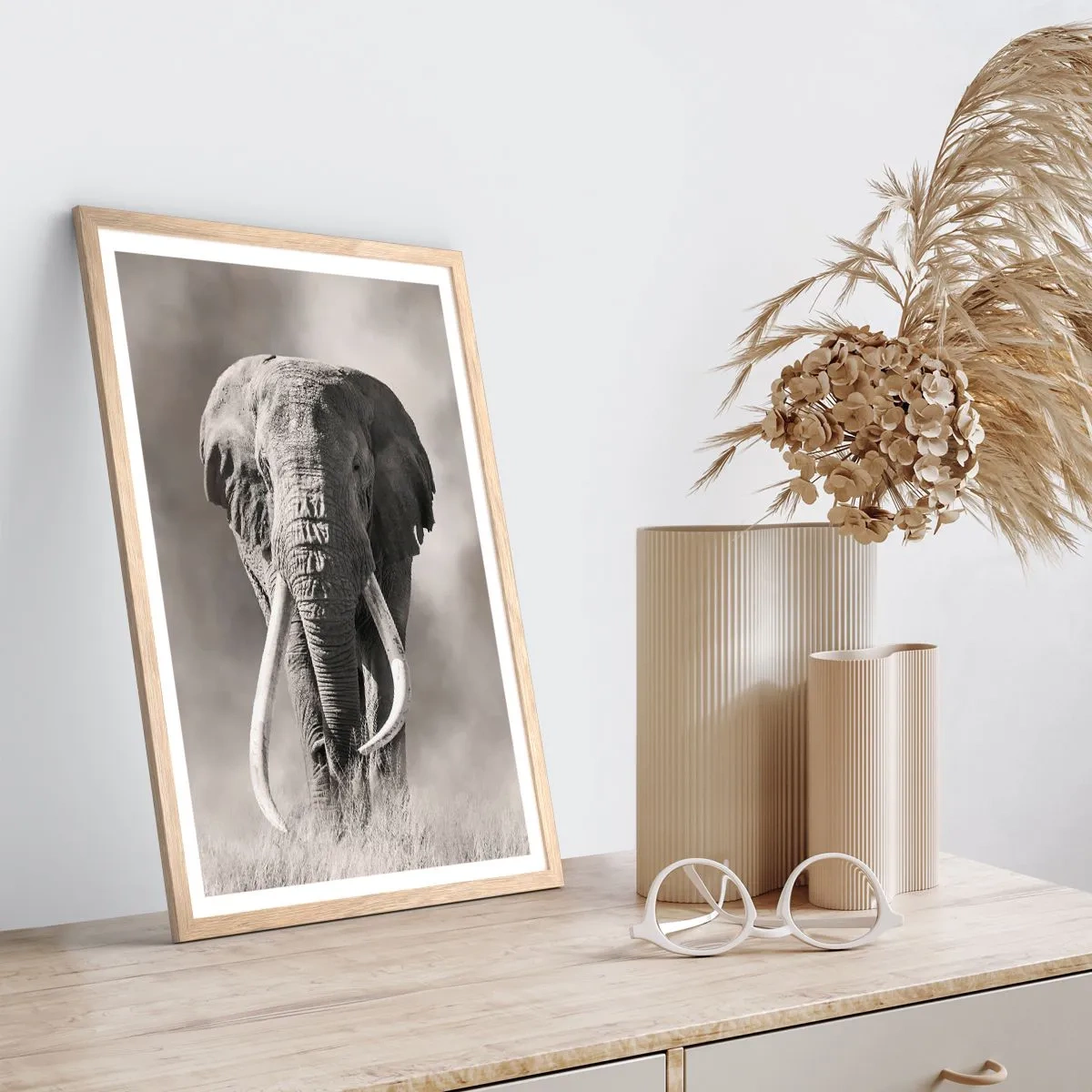 Poster în ramă de stejar deschis - Patriarh african - 50x70 cm