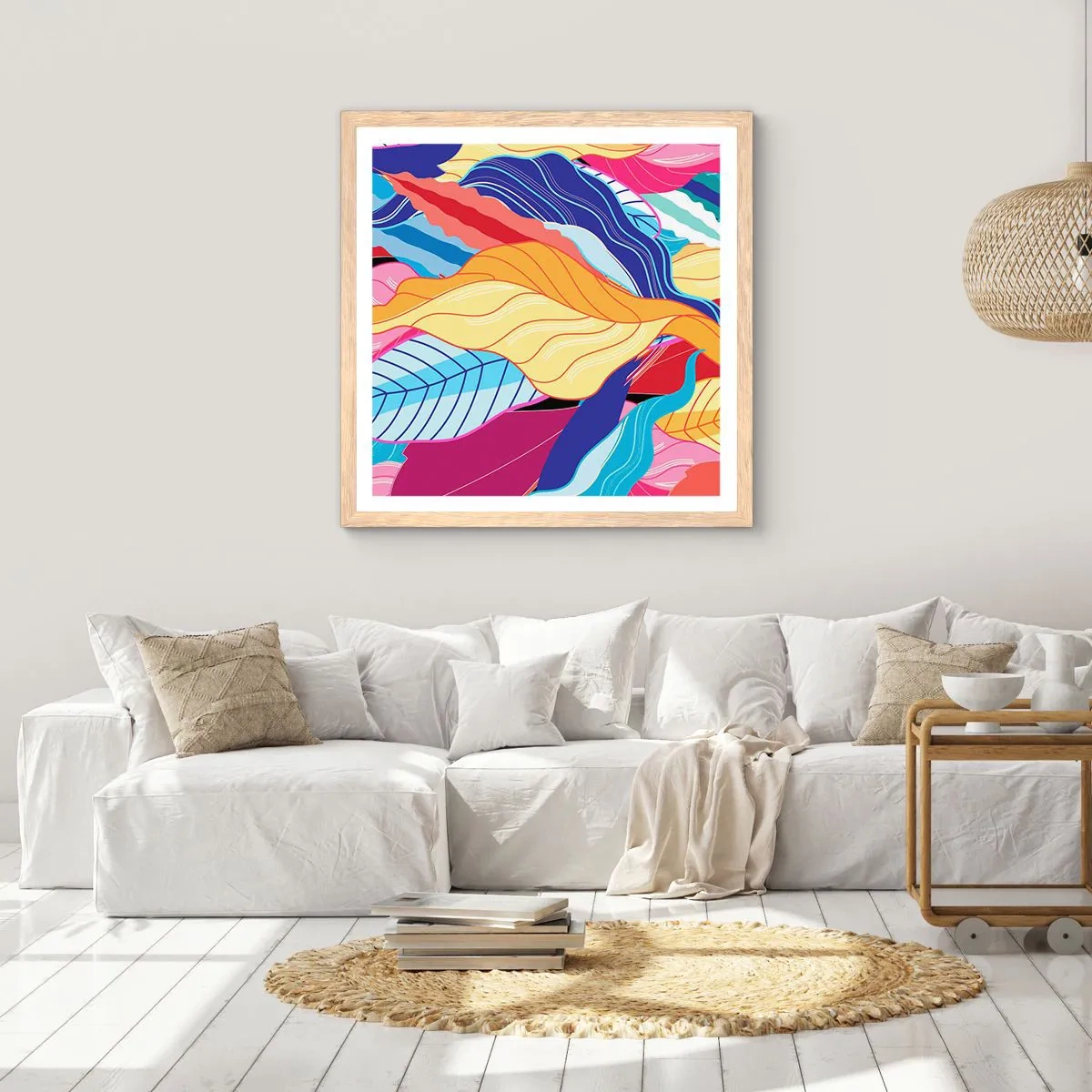 Poster în ramă de stejar deschis - O dezordine colorată - 50x50 cm