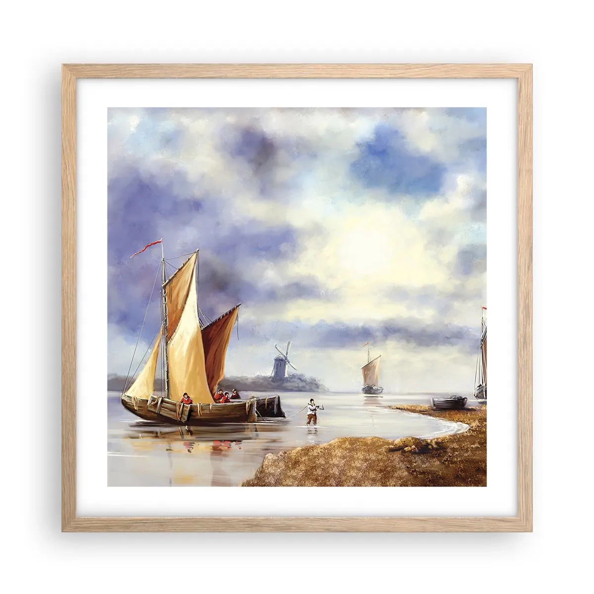 Poster în ramă de stejar deschis - Întoarcerea marinarilor - 50x50 cm