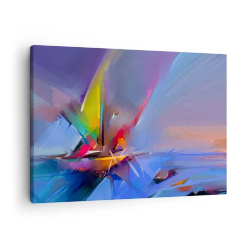 Tablou pe pânză Canvas - Compoziție abstractă cu culori intense - 70x50cm - Iute ca o pasăre - Decorațiune modernă pentru perete pentru living și dormitor ARTTOR