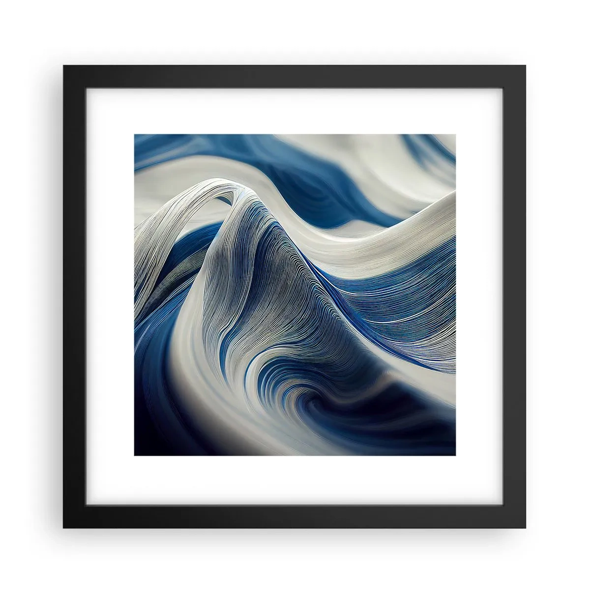 Poster în ramă neagră - Fluiditate de albastru și alb - 30x30 cm