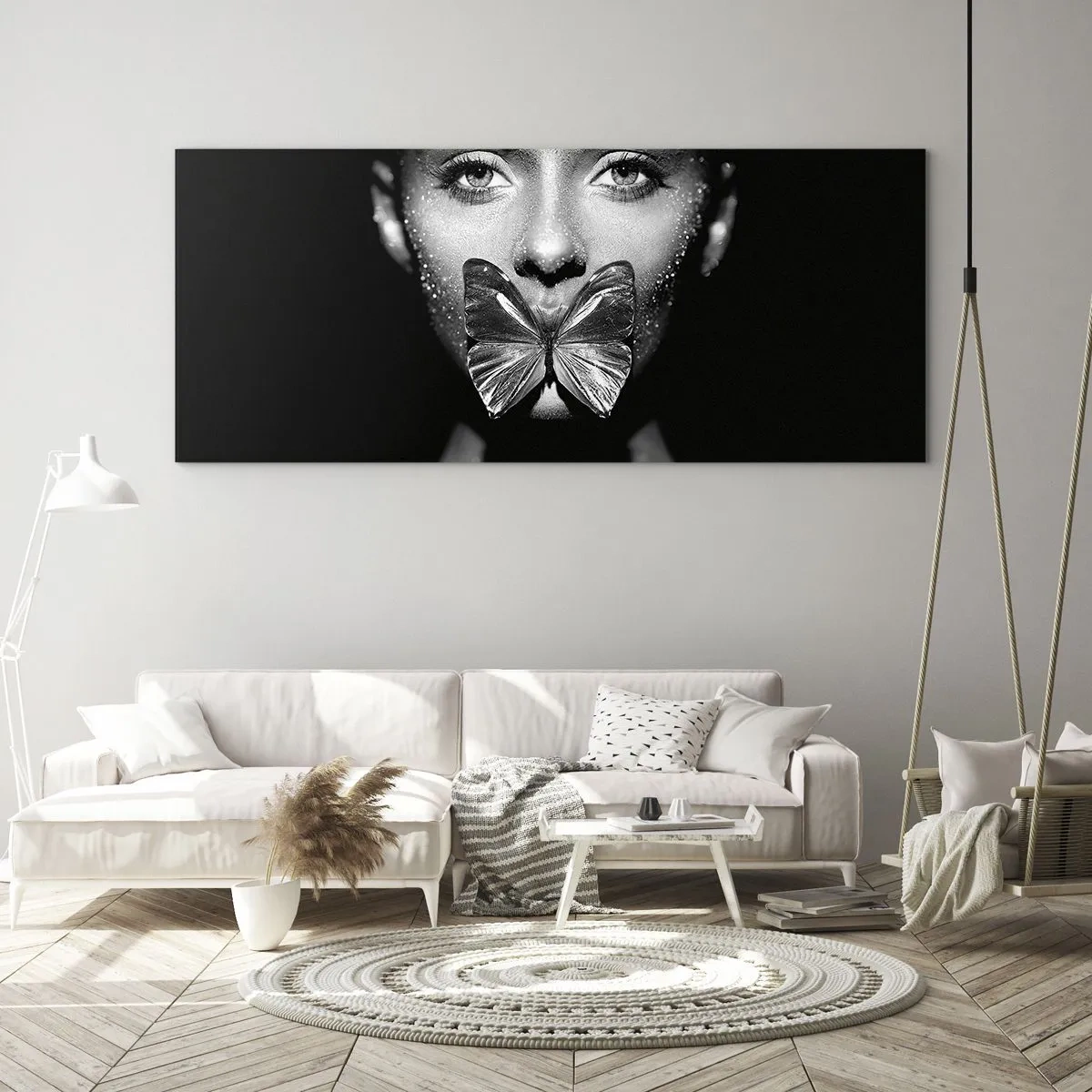 Tablou pe sticlă - Sărut de fluture - 100x40 cm
