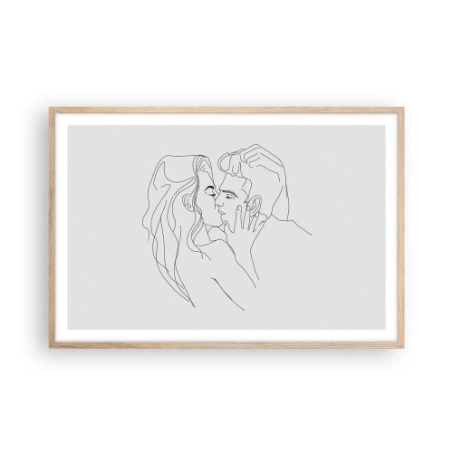 Poster în ramă de stejar deschis - Cu aceeași linie - 91x61 cm