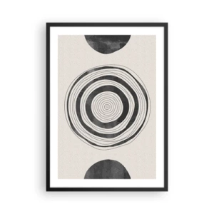 Poster în ramă neagră - O compoziție minimalistă de cercuri geometrice - 50x70cm - Centrul cel mai important - Decorațiune modernă pentru perete pentru living și dormitor ARTTOR