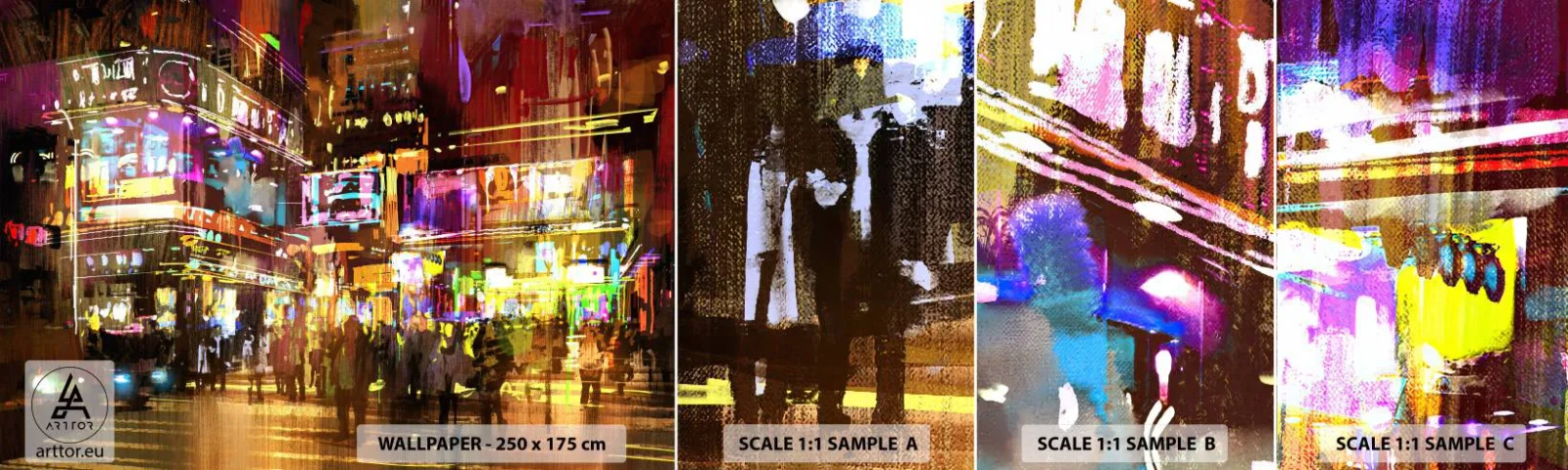 Mostră tapet autocolant Deluxe Sticker - Într-o mare de lumină - Oraș, Arhitectură, Viața de noapte - 100x30 cm