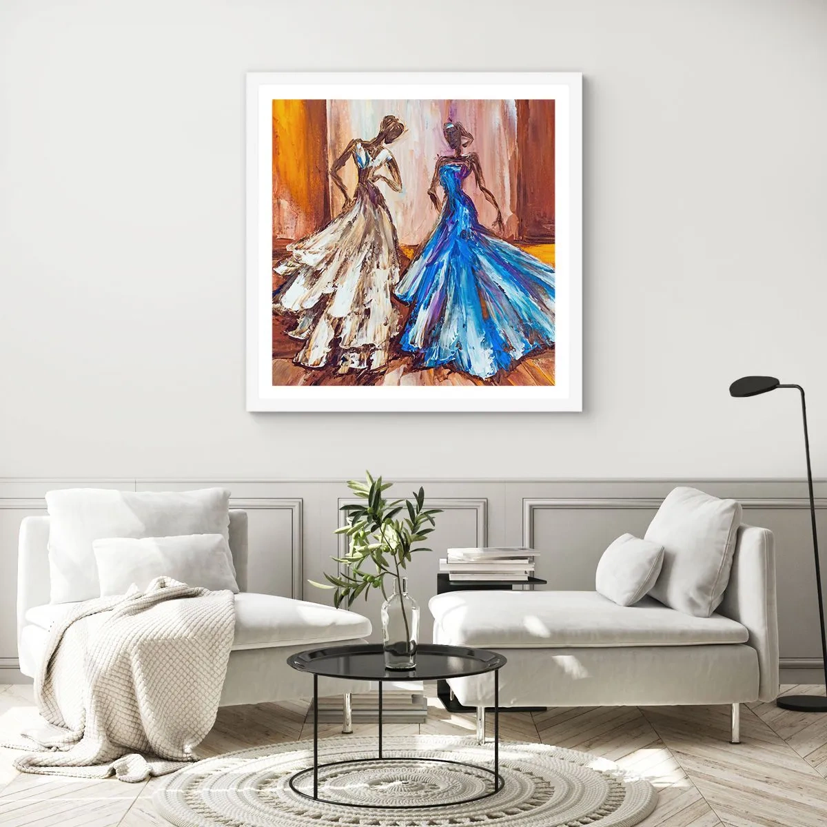 Poster în ramă albă - Duetul fermecător - 50x50 cm