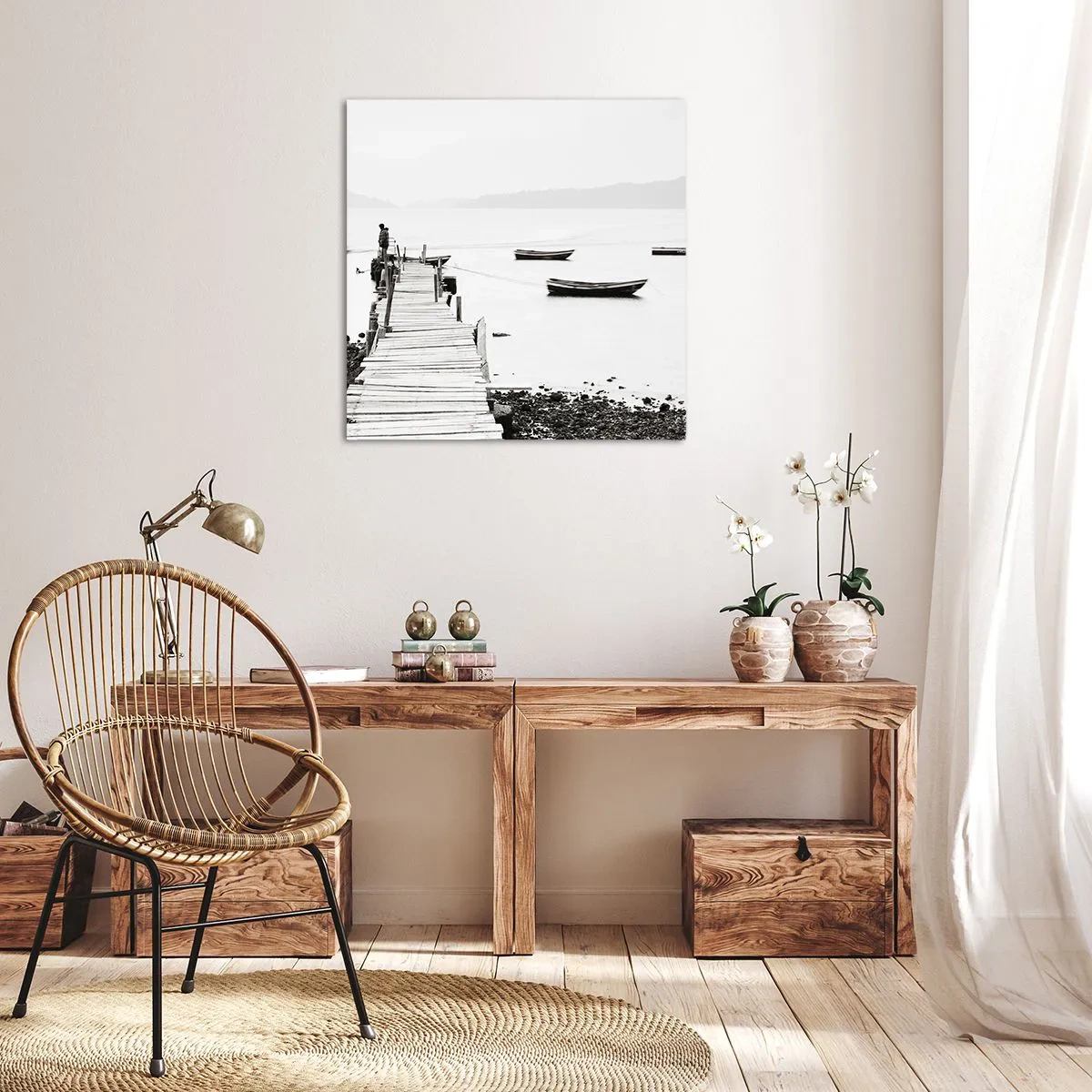 Tablou pe pânză - Peste apă liniștită și limpede - 70x70 cm