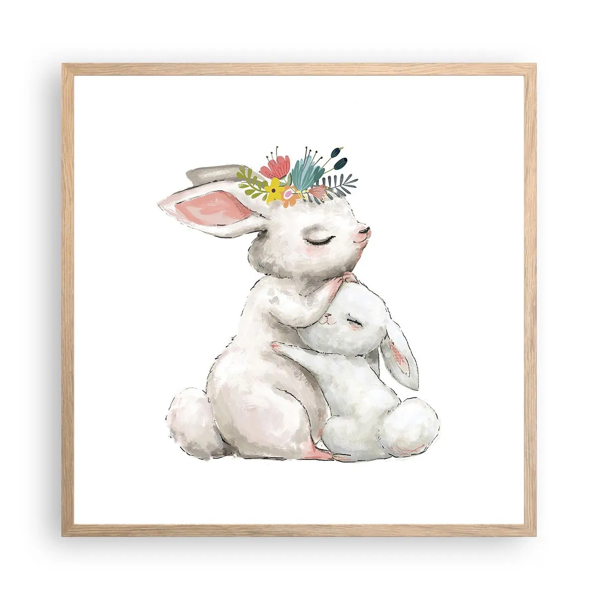 Poster în ramă de stejar deschis - Ca la mama - 60x60 cm