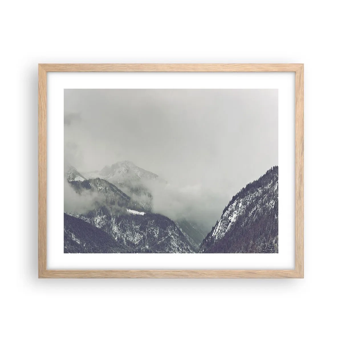 Poster în ramă de stejar deschis - Valea cețoasă - 50x40 cm