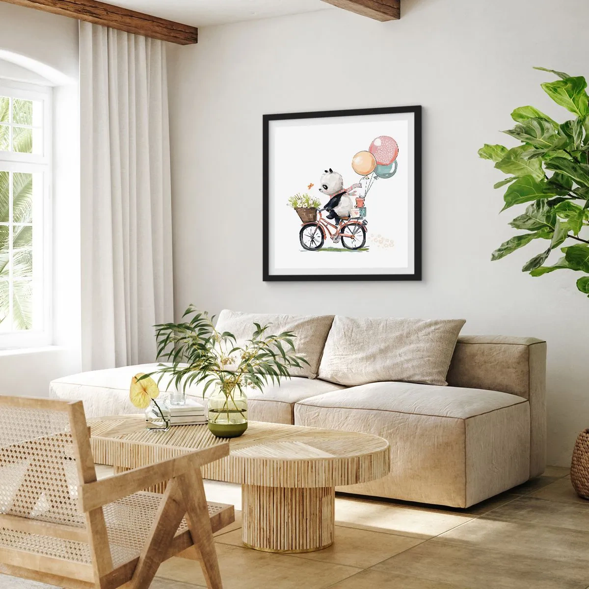 Poster în ramă neagră - O zi fericită - 40x40 cm