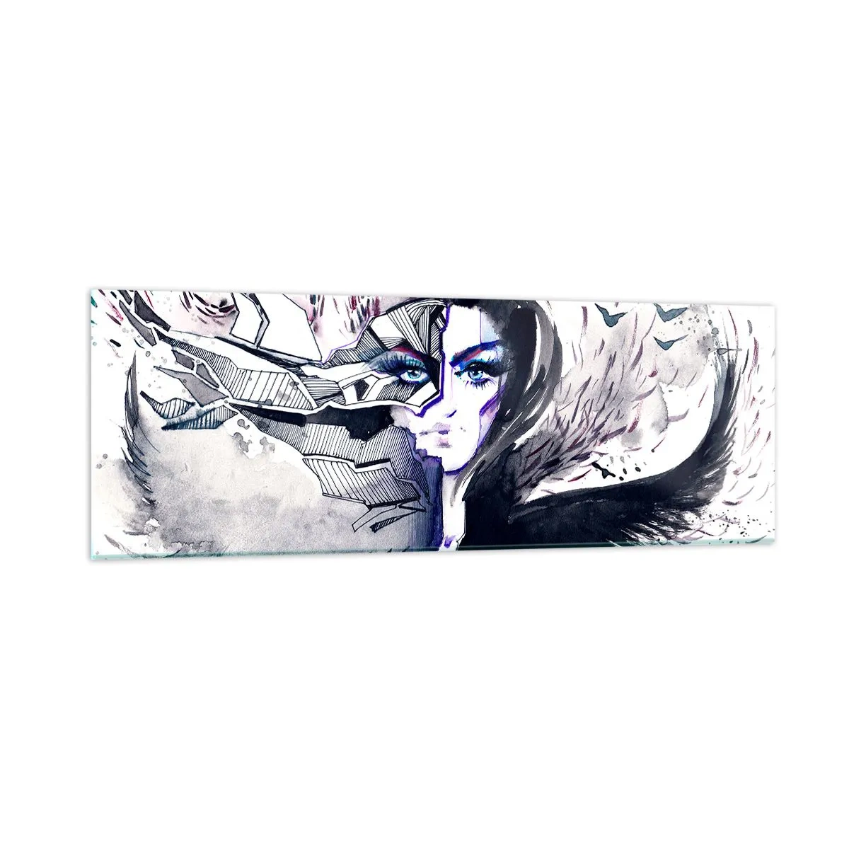 Tablou pe sticlă - Demonică și frumoasă - 90x30 cm