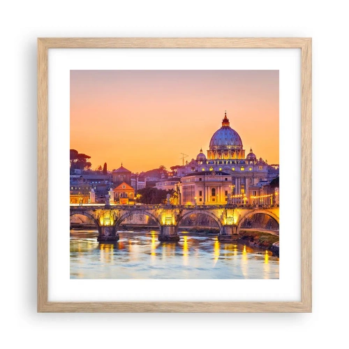 Poster în ramă de stejar deschis - Amurg deasupra Orașului Etern - 40x40 cm