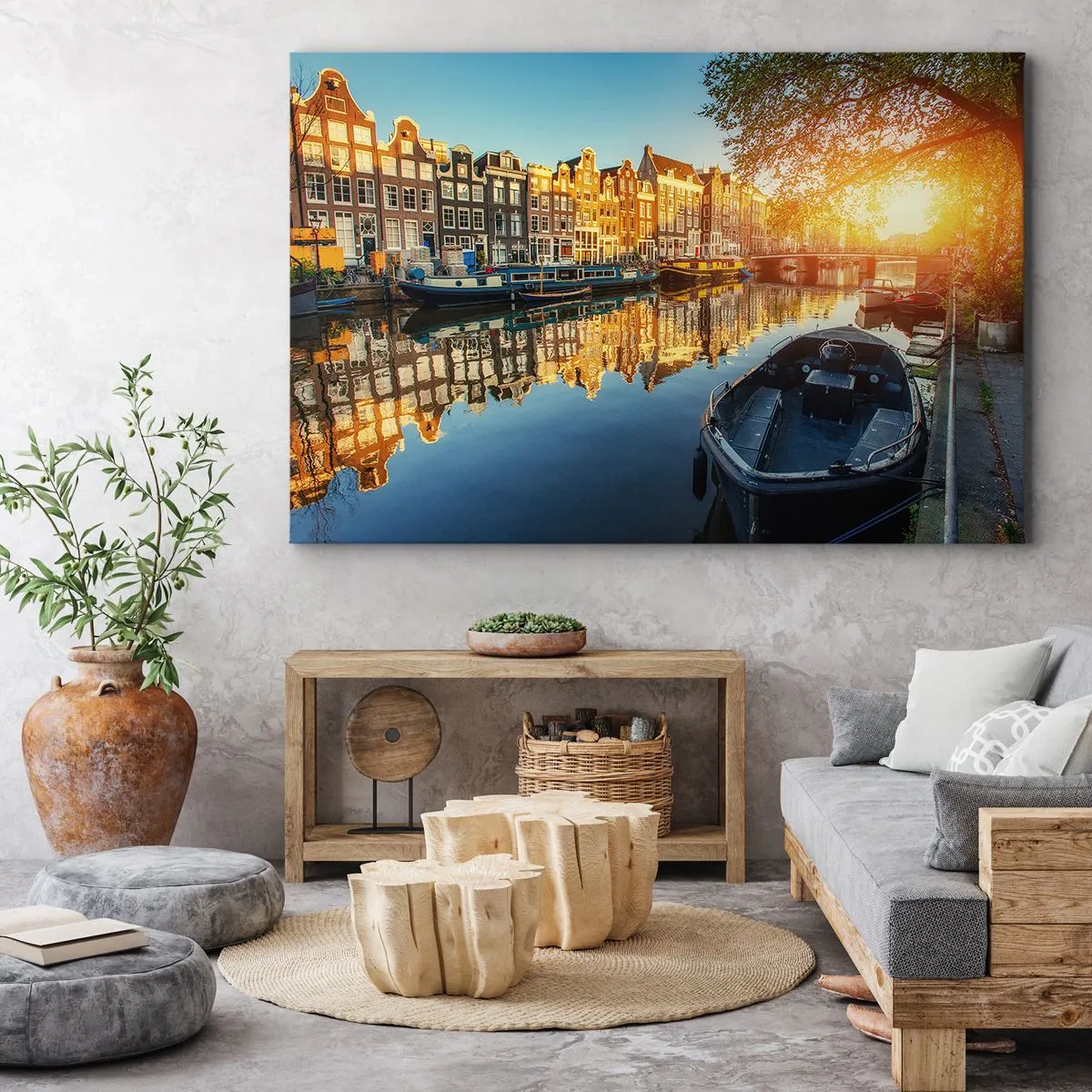 Tablou pe pânză - Dimineața în Amsterdam - 100x70 cm