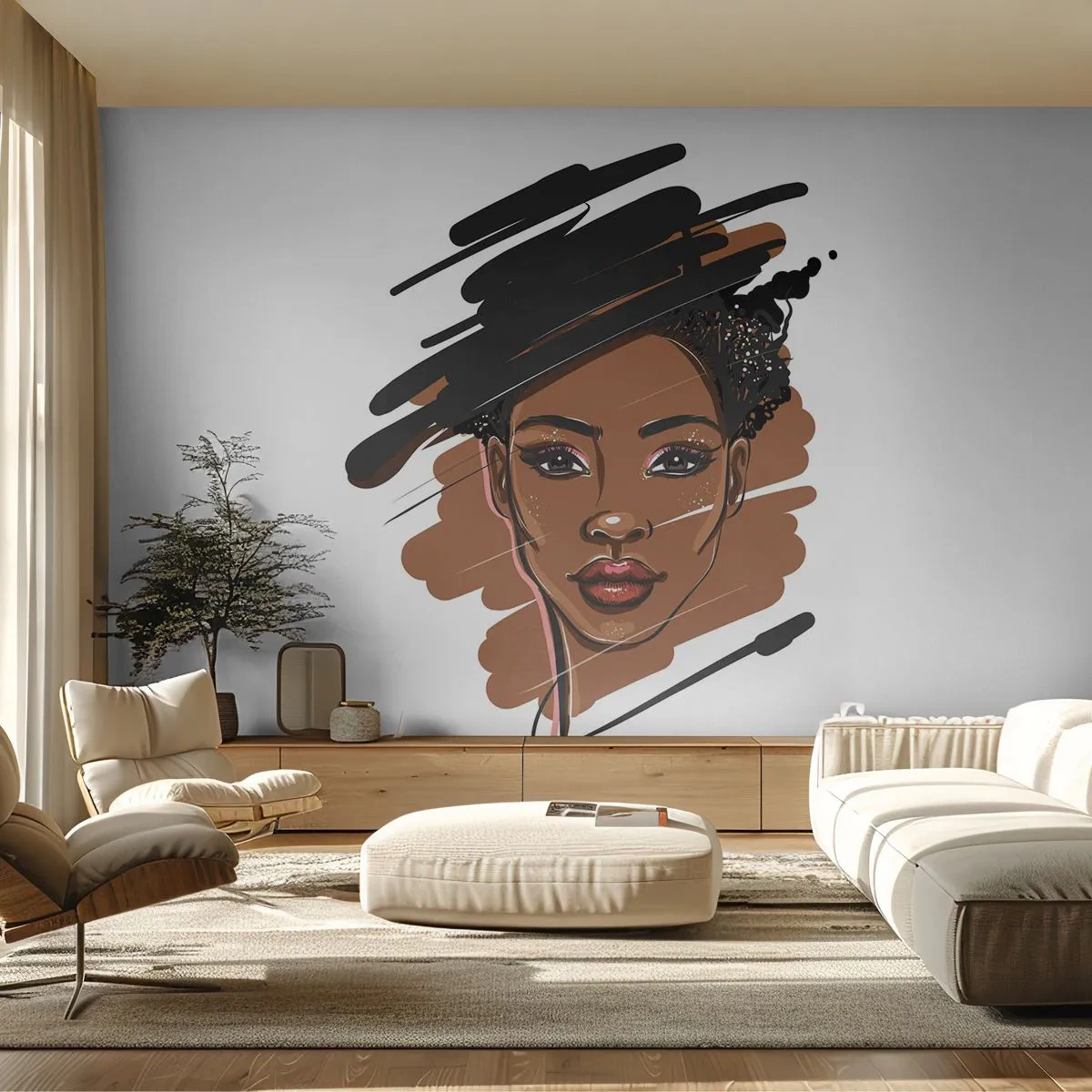 Tapet Premium Canvas - Dulce ca ciocolata - Femeie, Modă, Portretul unei femei - 300x210 cm