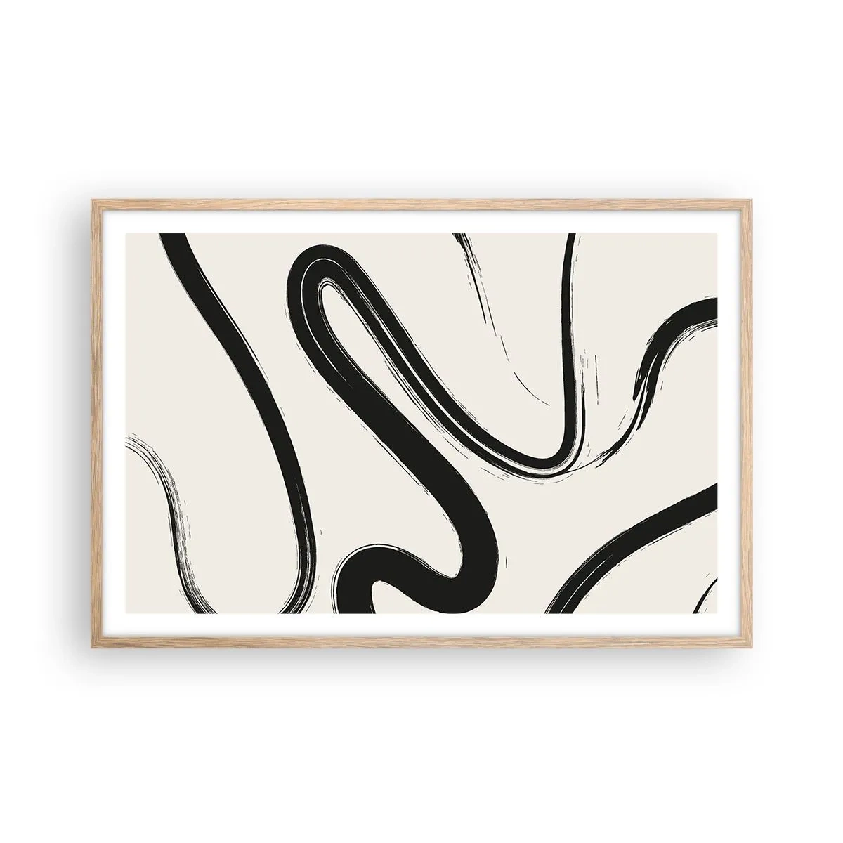 Poster în ramă de stejar deschis - Capriciu în alb și negru - 91x61 cm