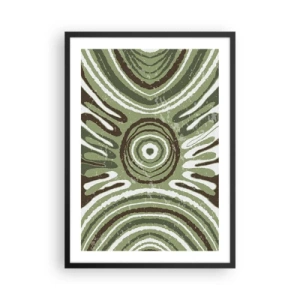 Poster în ramă neagră - Model abstract simetric în nuanțe de verde - 50x70cm - Explozie de emoții - Decorațiune modernă pentru perete pentru living și dormitor ARTTOR