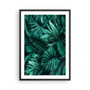 Poster în ramă neagră - Frunze tropicale în nuanțe de verde - 50x70cm - Profunzimea verdelui tropical - Decorațiune modernă pentru perete pentru living și dormitor ARTTOR