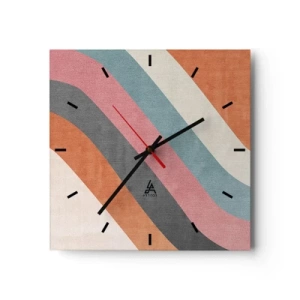 Ceas de perete - Ceas pe sticlă - Compoziție diagonală - mișcare - 30x30 cm