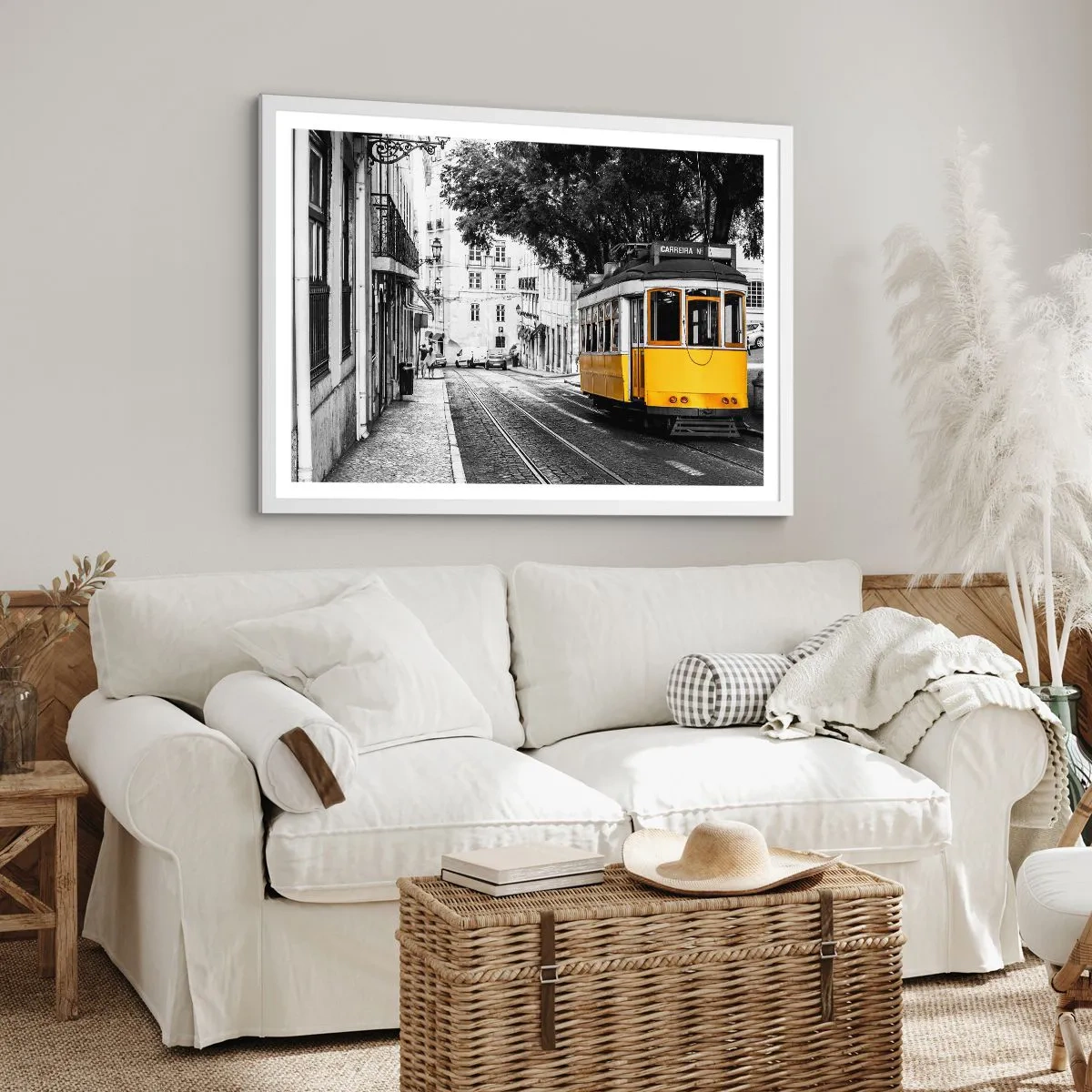 Poster în ramă albă - Sună fado în fundal - 50x40 cm