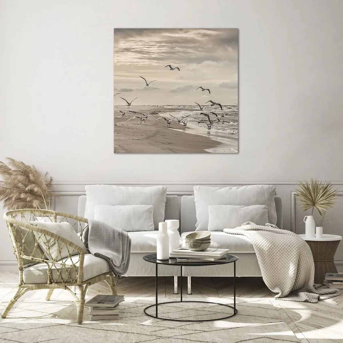 Tablou pe sticlă - Marea zumzăie, păsările cântă - 30x30 cm