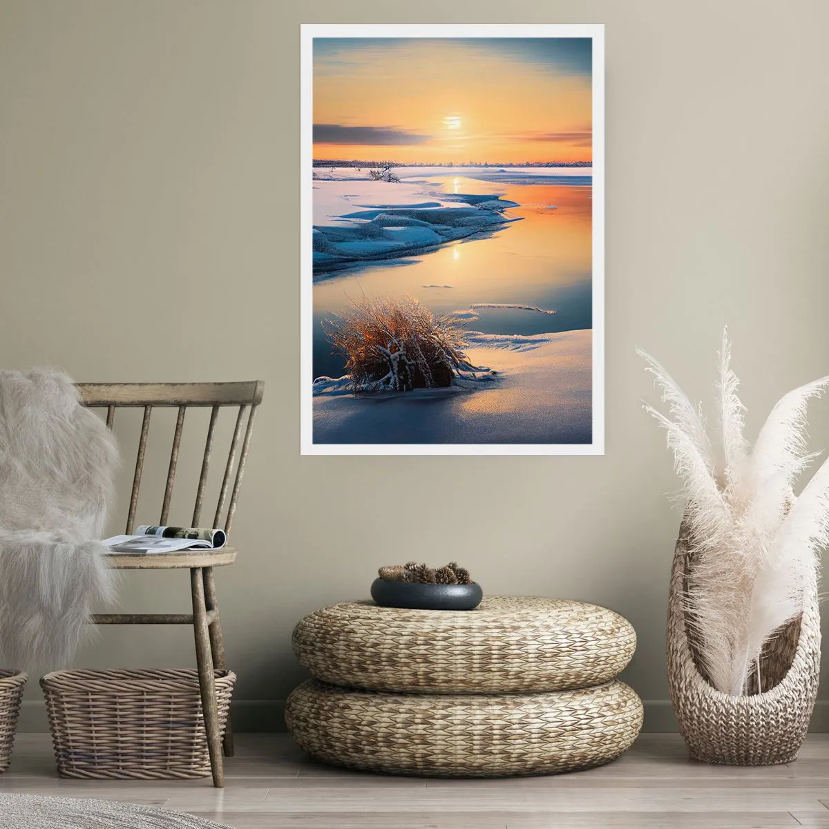 Poster - Apus de soare pe timp de iarnă - 50x70 cm