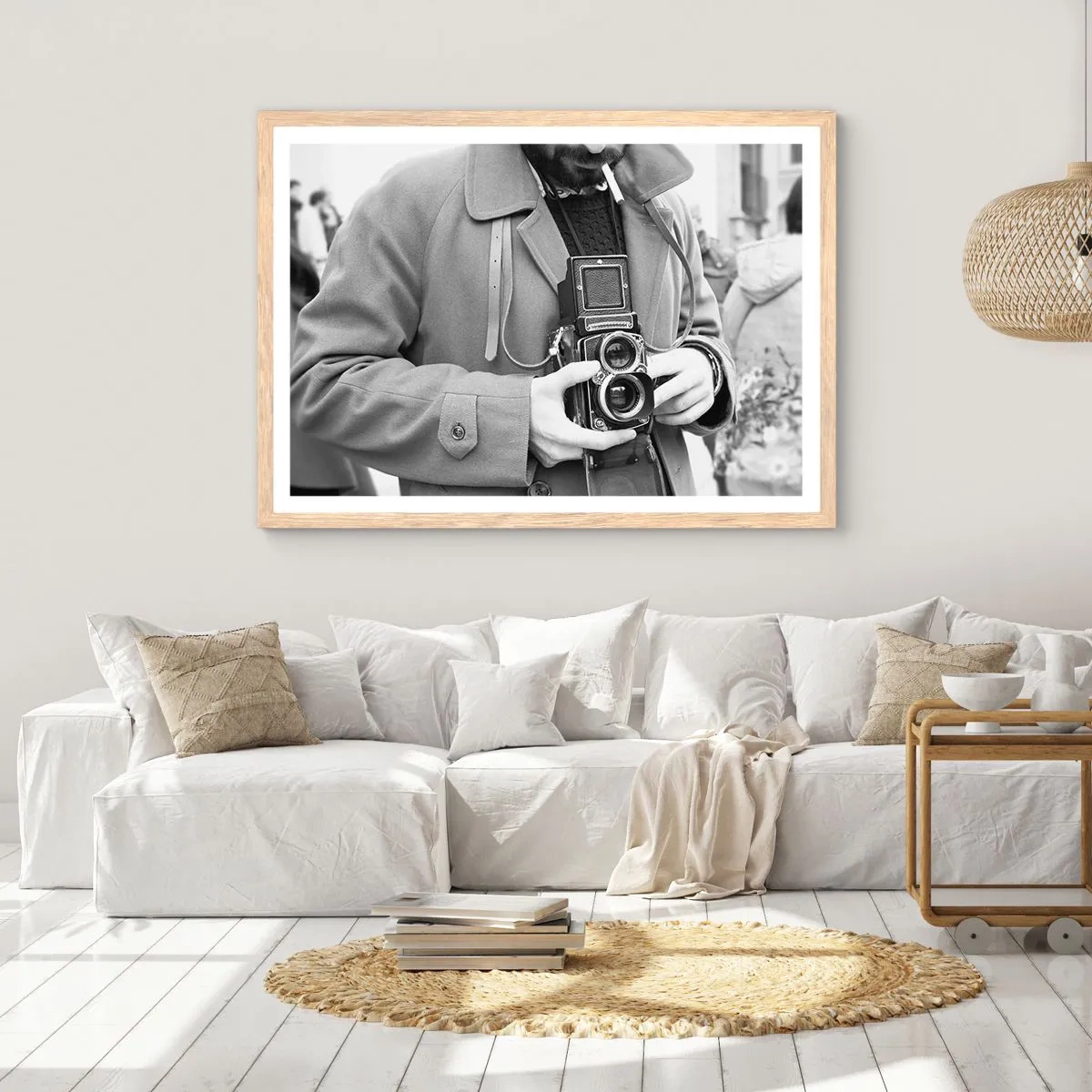 Poster în ramă de stejar deschis - În stilul retro - 100x70 cm