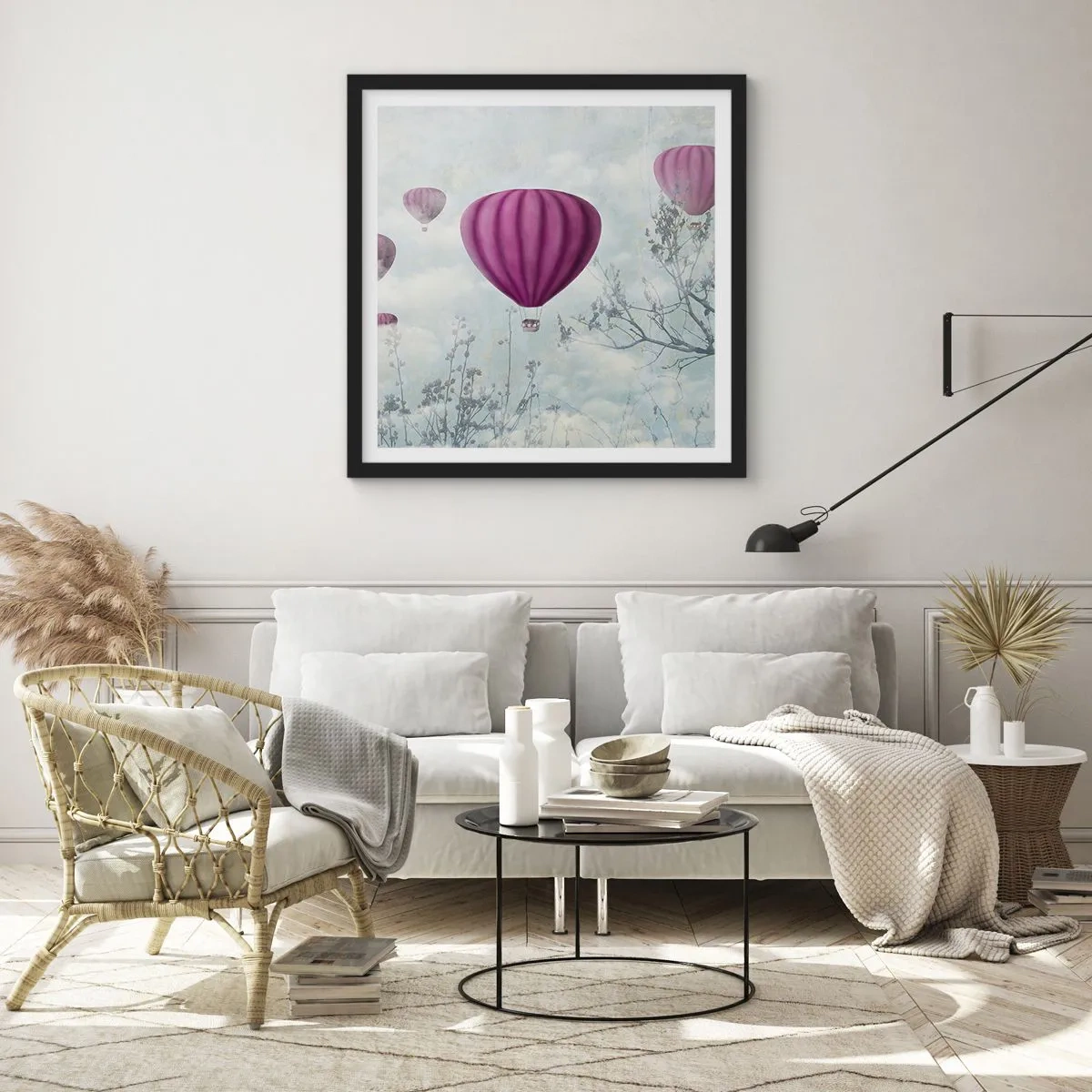 Poster în ramă neagră - Ca niște nave pe cer - 50x50 cm