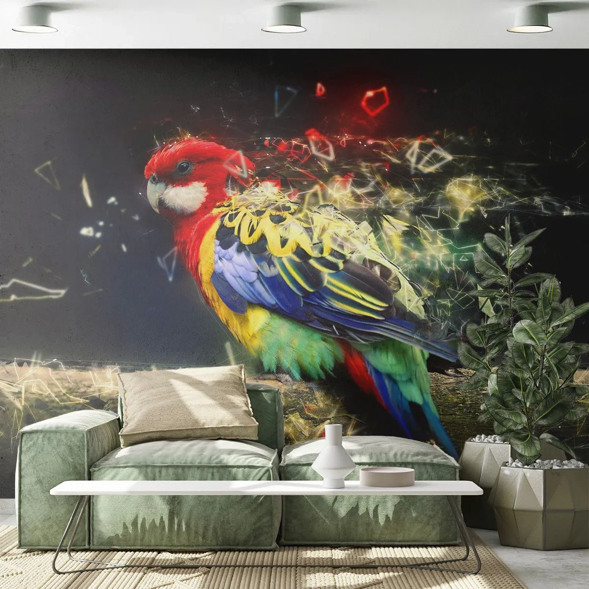 Tapet Autoadeziv Deluxe Sticker - Mesagerul strălucirii - Abstracția, Papagal, Pasăre - 250x175 cm