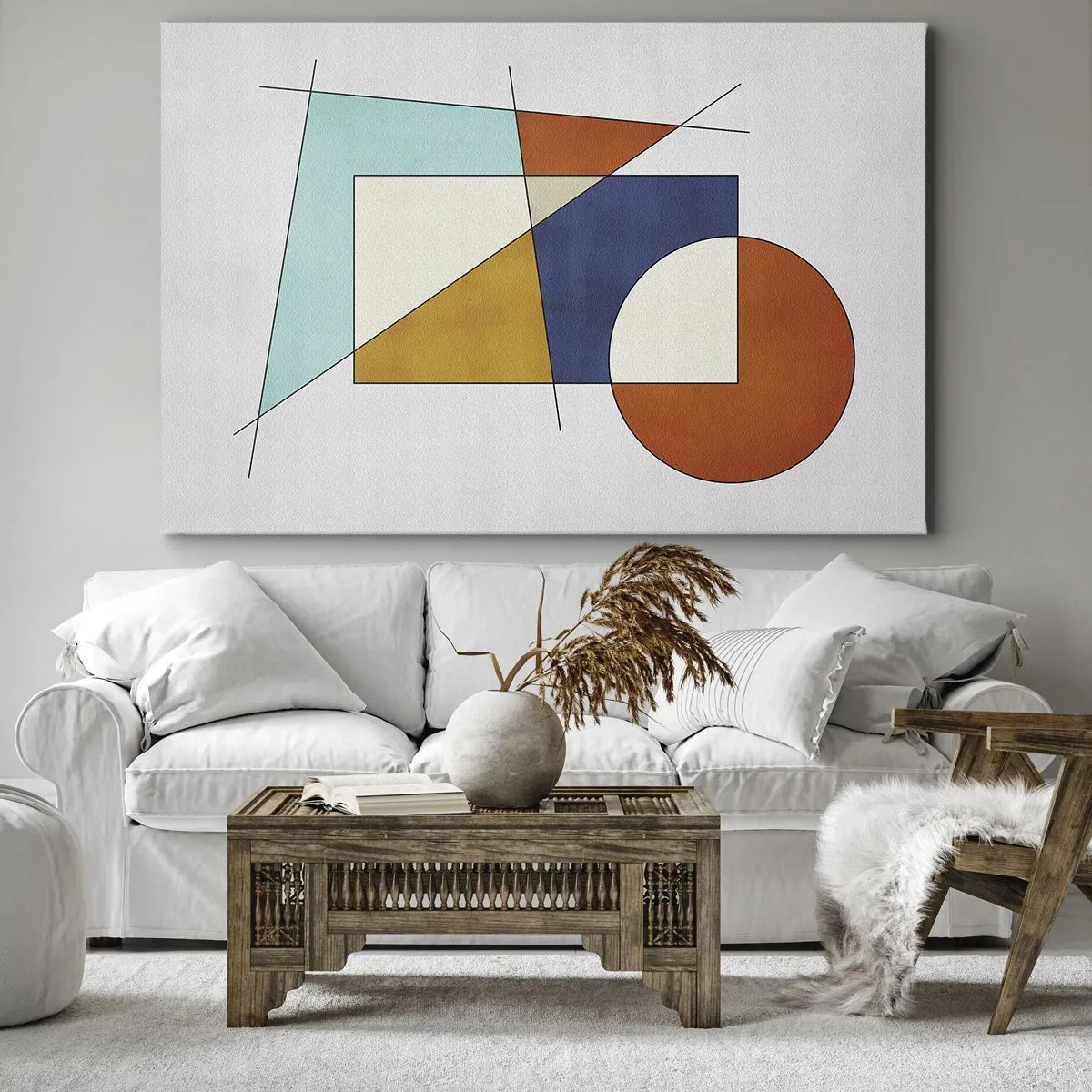 Tablou pe pânză Canvas - O compoziție modernistă de forme geometrice și culori - 70x50cm - Abstracție: distracție modernistă - Decorațiune modernă pentru perete pentru living și dormitor ARTTOR