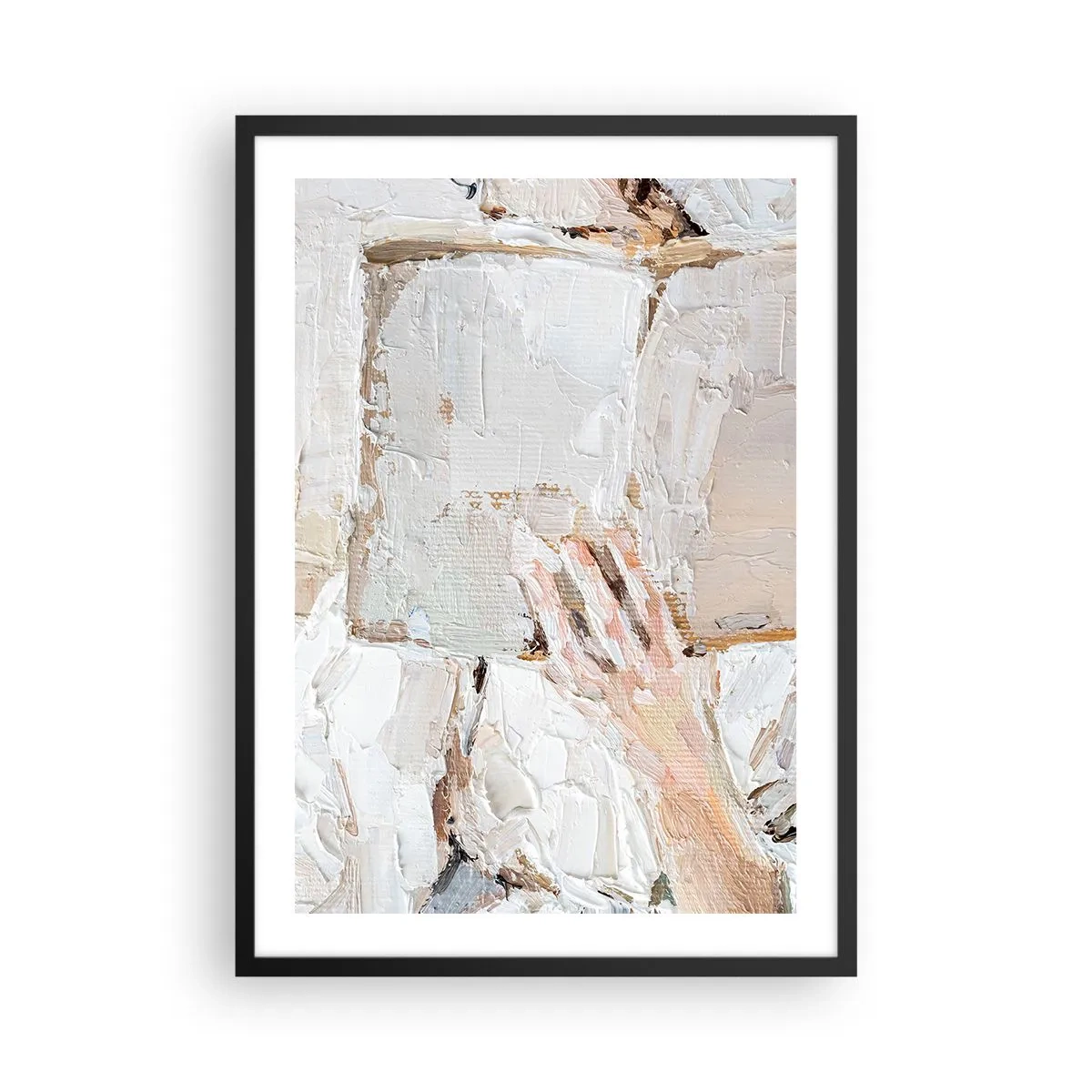 Poster în ramă neagră - O imagine texturată a unei mâini care ține o carte deschisă. - 50x70cm - Într-o altă lume - Decorațiune modernă pentru perete pentru living și dormitor ARTTOR