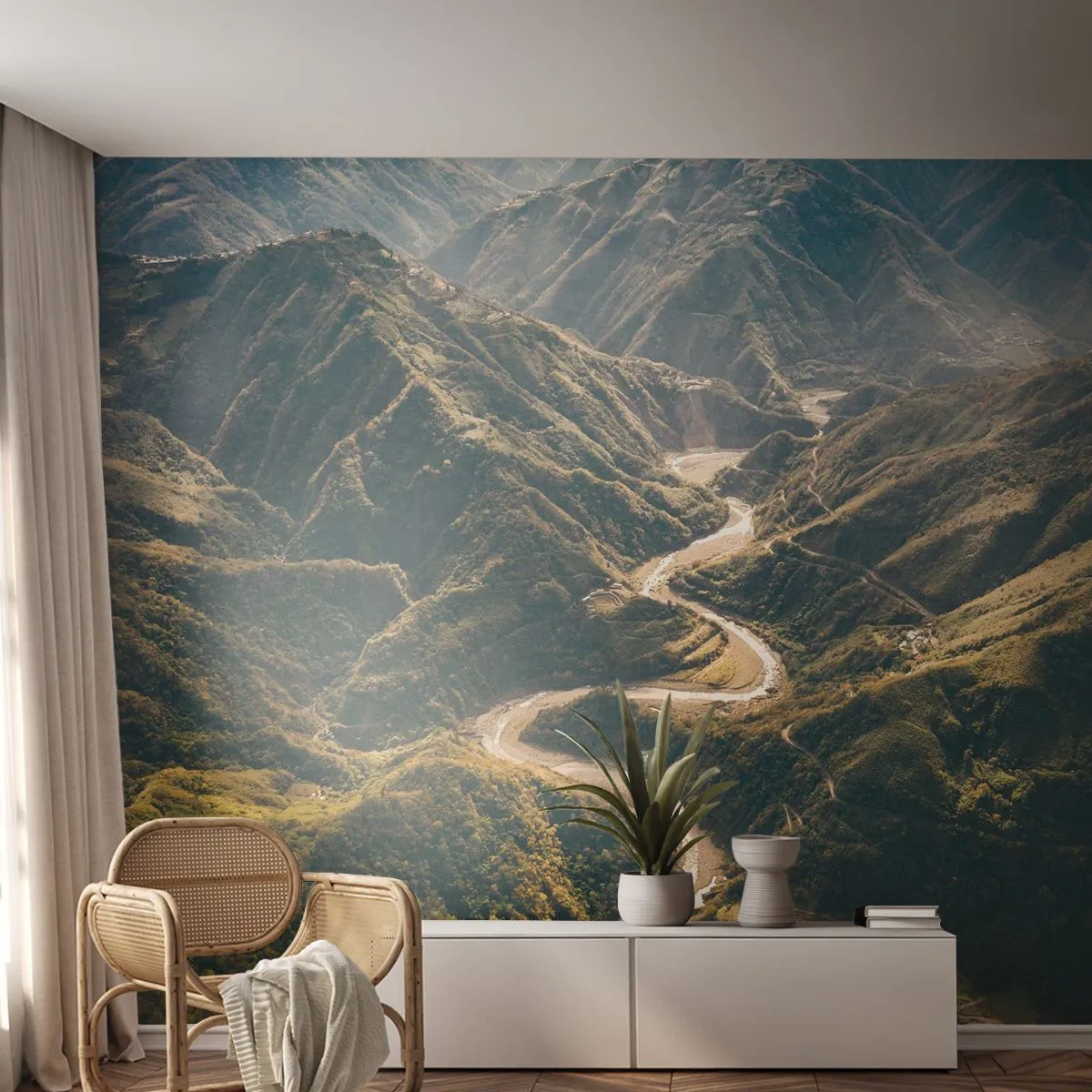 Tapet Premium Sand - Direct din inima munților - Peisaj montan, Drum de munte, pădure - 100x70 cm