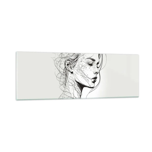 Tablou pe sticlă - Desenată cu linii - 90x30 cm