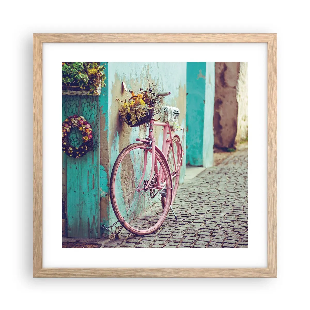 Poster în ramă de stejar deschis - Mă întorc imediat - 40x40 cm