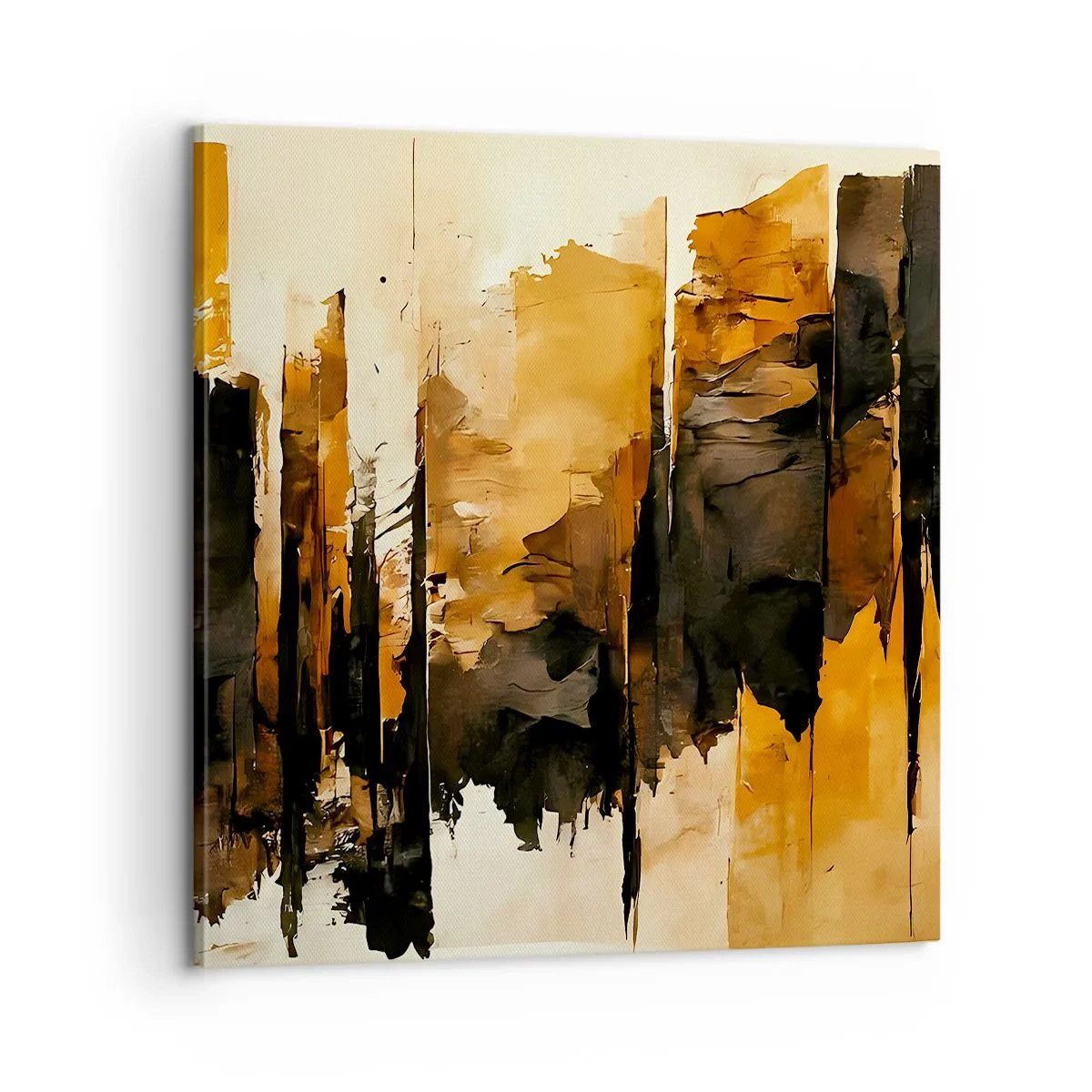 Tablou pe pânză - Armonie de negru și auriu - 60x60 cm