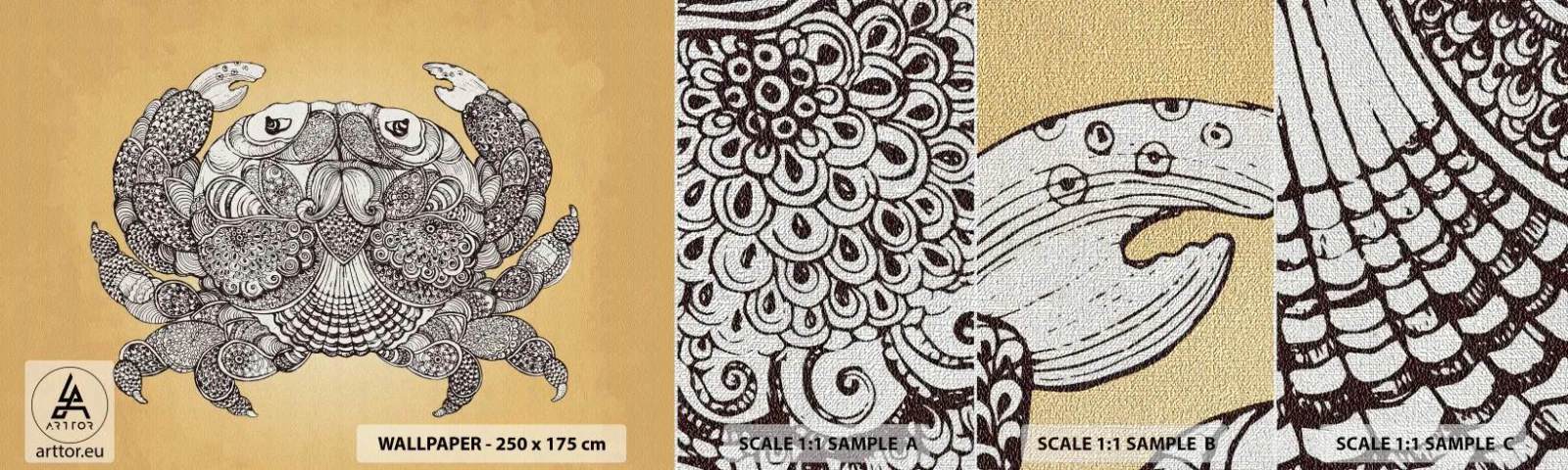 Mostră tapet Premium Canvas - Poveștile Domnului Crab - Crab, Animale, Desen - 100x30 cm