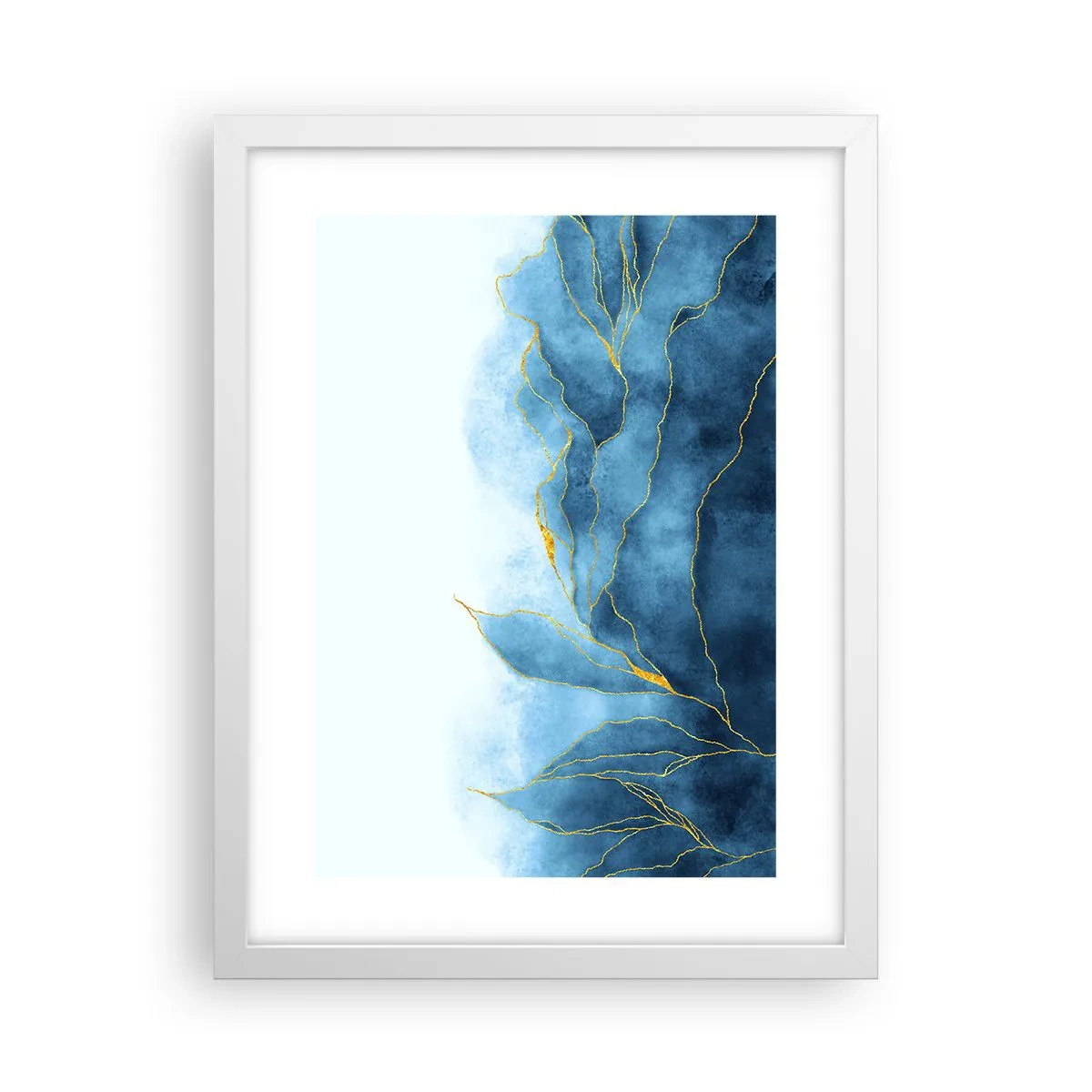 Poster în ramă albă - Albastru în aur - 30x40 cm