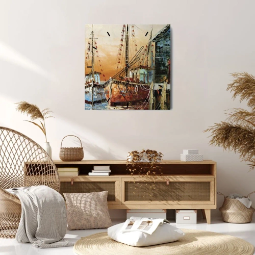 Ceas de perete - Ceas pe sticlă - Întoarcere pașnică - 40x40 cm