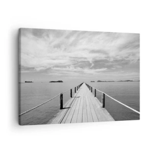 Tablou pe pânză Canvas - Un dig de lemn care duce în depărtare peste o mare calmă - 70x50cm - Ce zici de o călătorie... - Decorațiune modernă pentru perete pentru living și dormitor ARTTOR