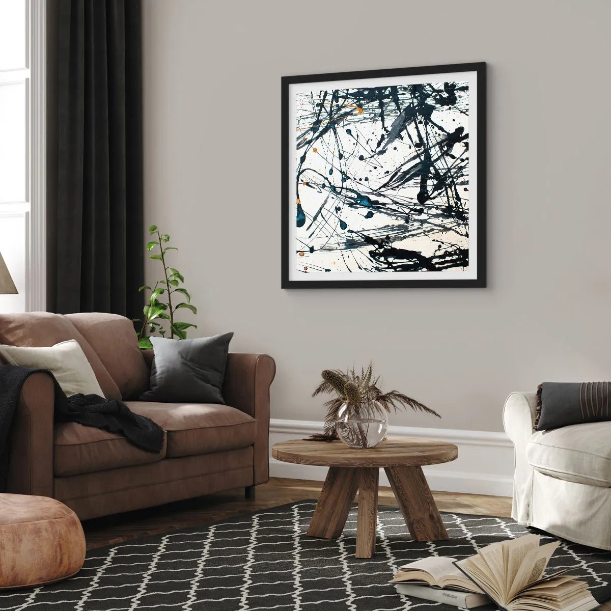 Poster în ramă neagră - Abstracție expresionistă - 60x60 cm