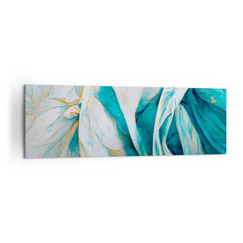 Tablou pe pânză - Abstractul albastru cu motiv auriu - 160x50 cm