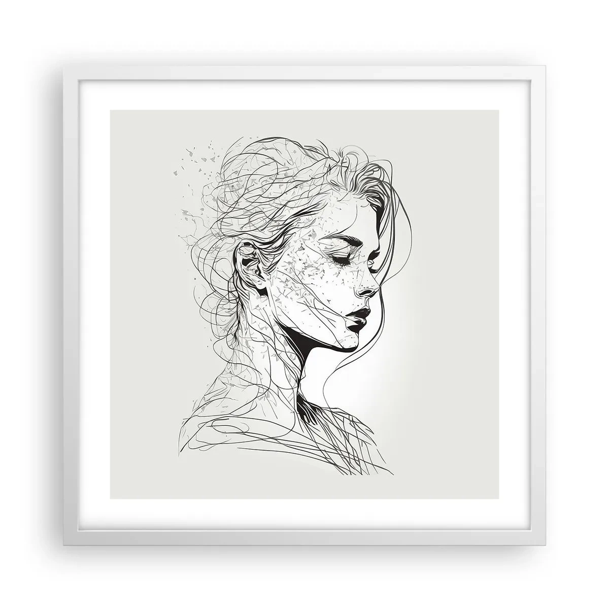 Poster în ramă albă - Desenată cu linii - 50x50 cm