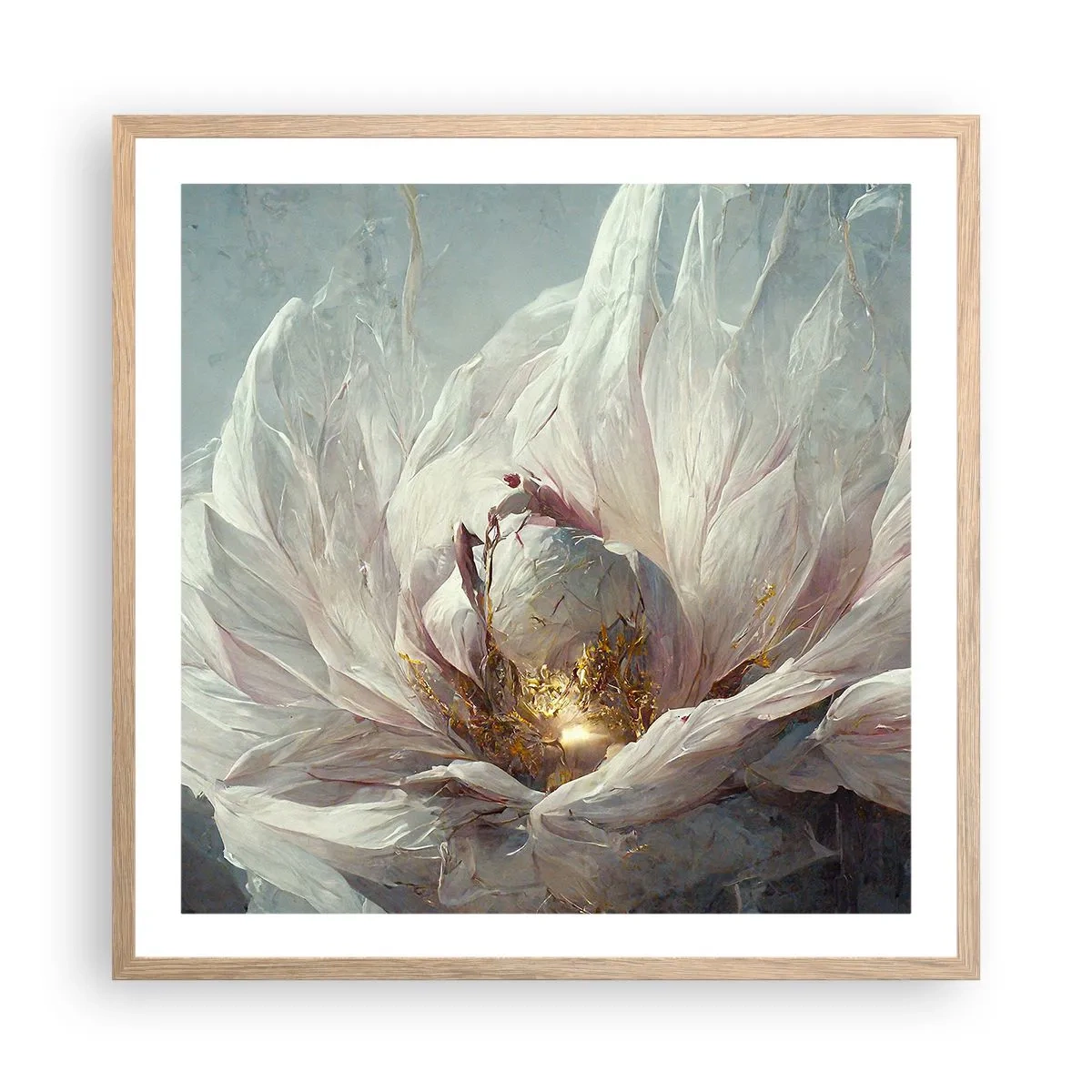 Poster în ramă de stejar deschis - Înflorește o dată la o sută de ani - 60x60 cm