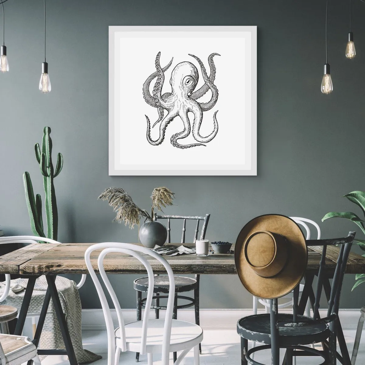 Poster în ramă albă - Dansând cu valurile - 60x60 cm