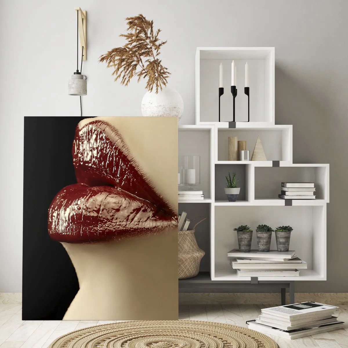 Tablou pe sticlă - Senzualitatea și strălucirea carminului - 70x100 cm